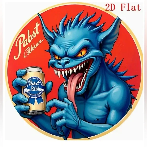 Pabst Blue Ribbon Beer Metal Sign Wall Art  2D Flat Metal Wall Art New - Picture 3 of 4